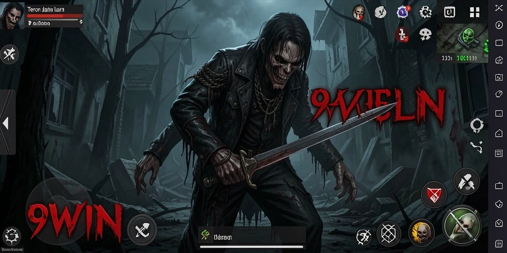 Screenshot gameplay 9WIN yang menegangkan dengan suasana Horror.