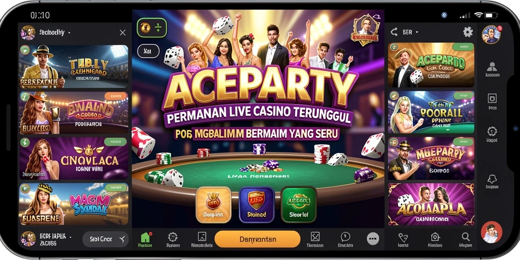 Tampilan gameplay Live Casino yang menyenangkan dan interaktif di ACEPARTY.
