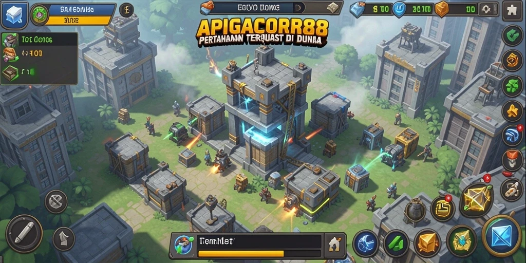 Tampilan seru dari gameplay menara pertahanan dalam APIGACOR88.