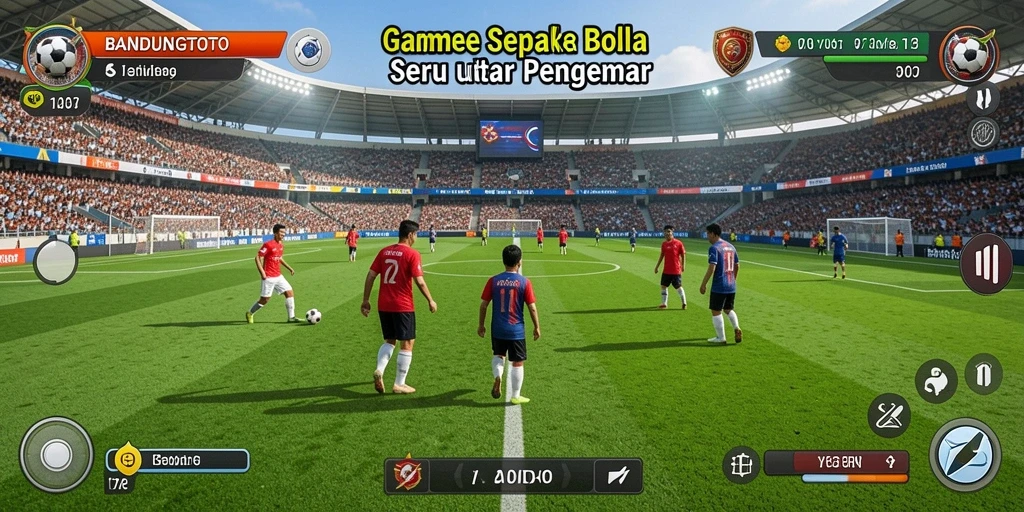 Tampilan aksi mendebarkan dalam gameplay sepak bola.