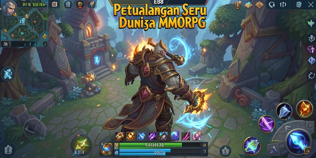 Gameplay E88 yang menampilkan pertarungan seru di dunia fantasi.