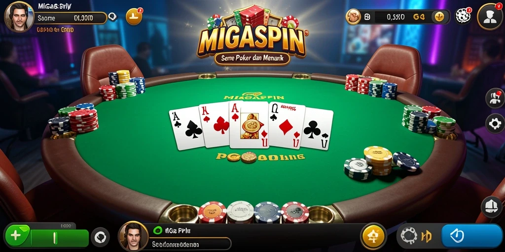 Tampilan gameplay Poker yang mendebarkan di MIGASPIN.