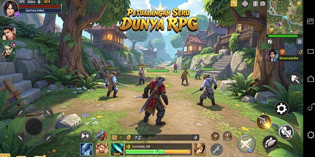Tangkapan layar gameplay RPG yang menampilkan pertarungan epik dan eksplorasi dunia fantastis.