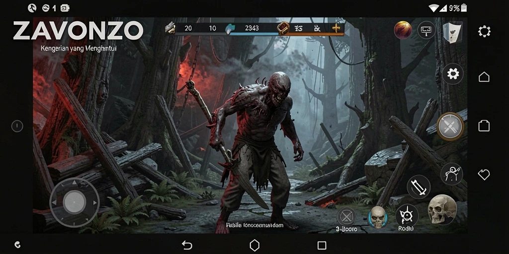 Tampilan mencekam dalam gameplay ZAVONZO yang menguji nyali.